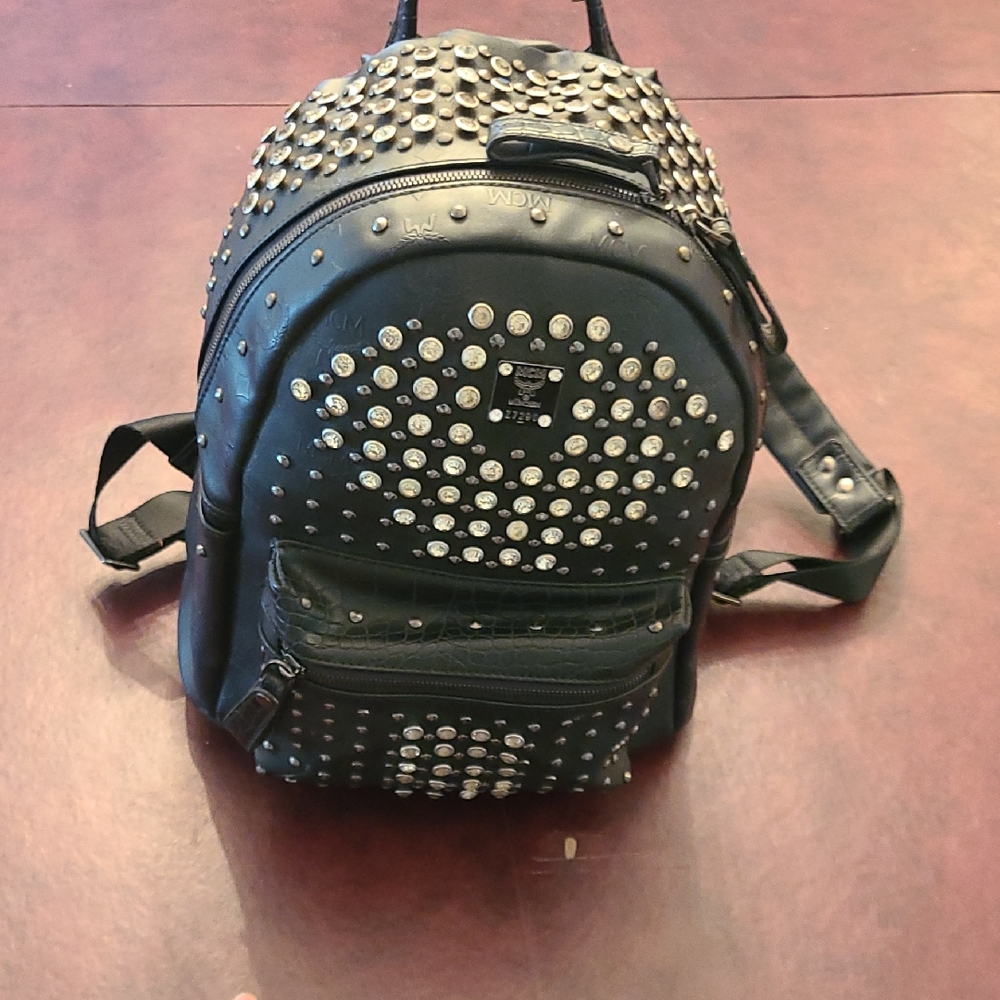 MCM Black Studded Backpack